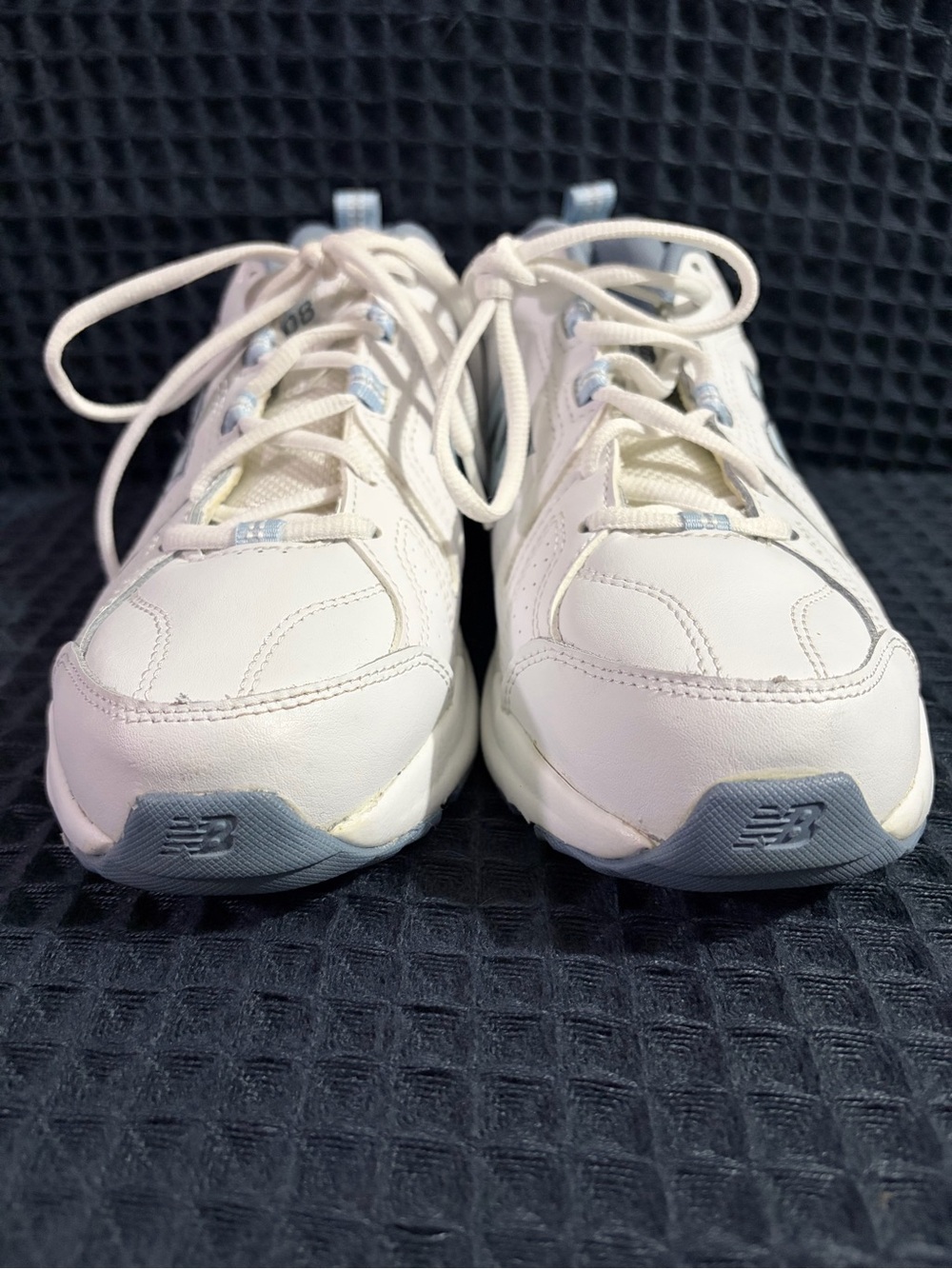 New Balance White Sneakers with Light Blue Accents
